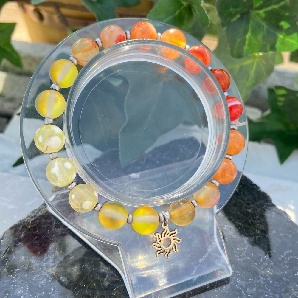Handmade Orange Ombré Gemstone Charm Bracelet - Picture 2 of 2